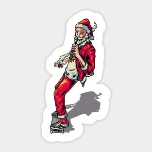 Christmas Skateboarding Santa Sticker